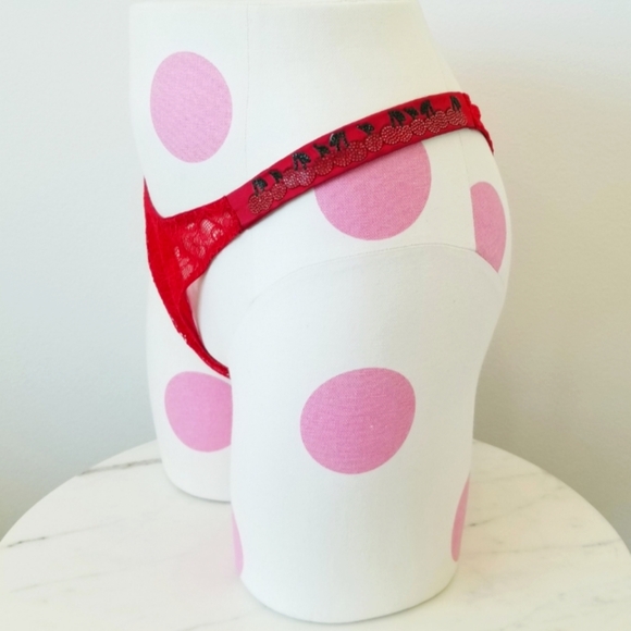 Victoria's Secret Very Sexy Red Lace Cherry Shine Strap Brazilian Panty NWT - Picture 8 of 12